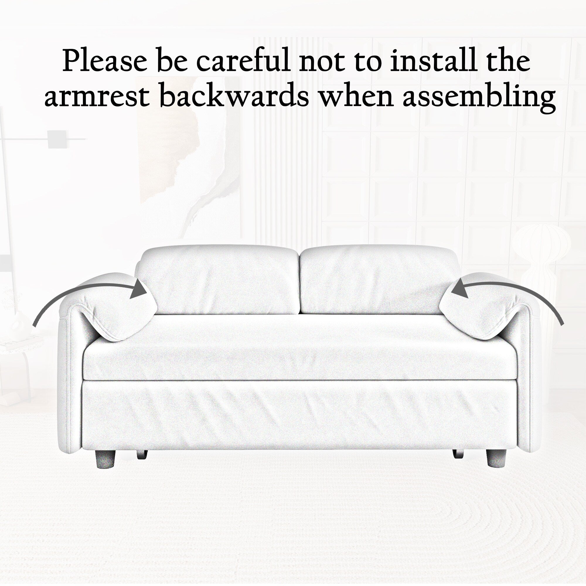 Canapé-lit en velours de 54 pouces - Conception polyvalente avec lit queen-size rétractable et rangement pour accoudoirs