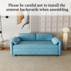 Canapé-lit en velours de 54 pouces - Conception polyvalente avec lit queen-size rétractable et rangement pour accoudoirs