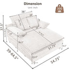 Chaise longue surdimensionnée de 54,75 W, canapé-lit moelleux et rembourré avec 2 oreillers