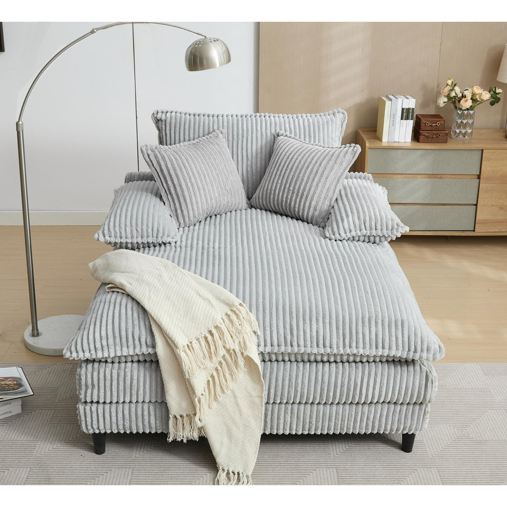 Chaise longue surdimensionnée de 54,75 W, canapé-lit moelleux et rembourré avec 2 oreillers