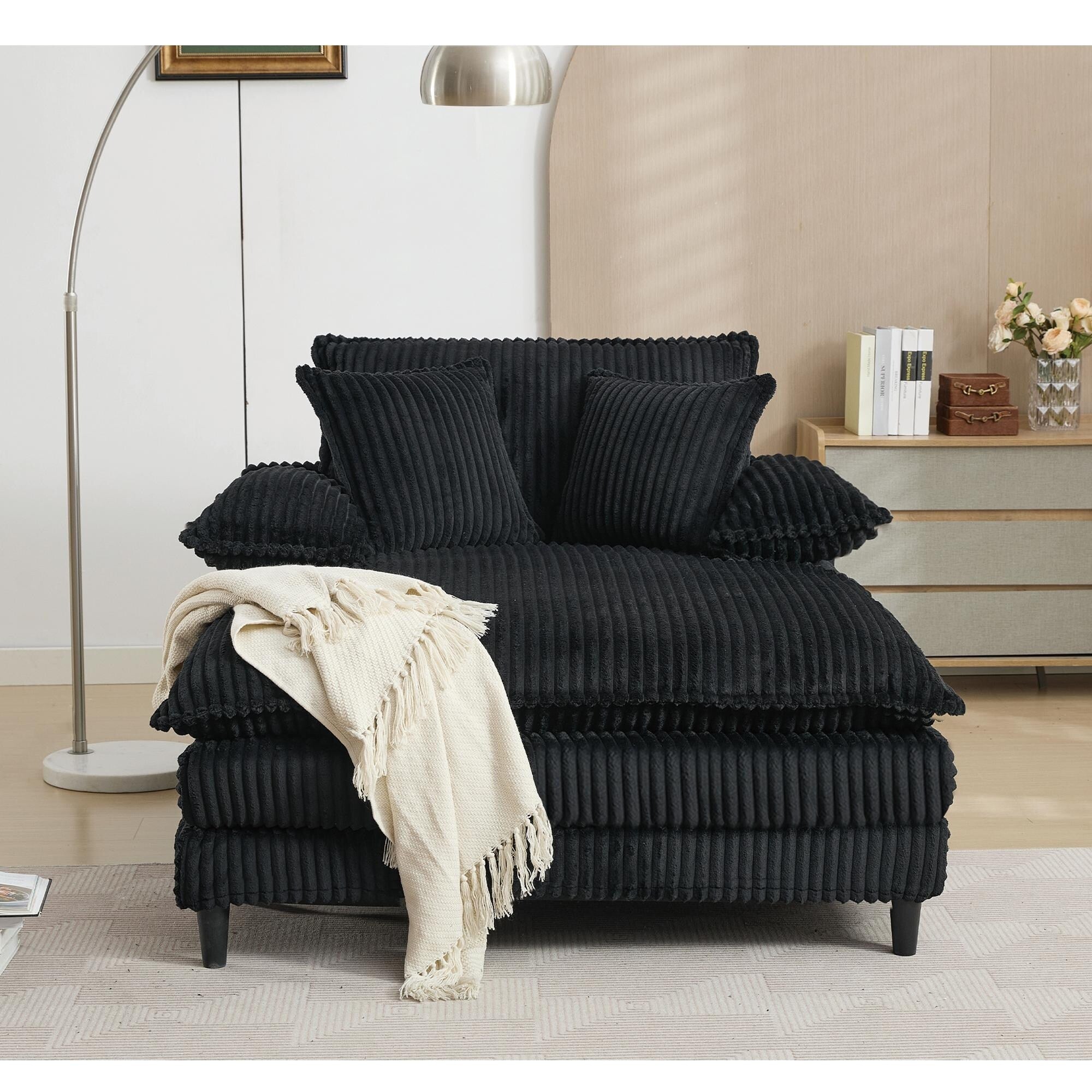 Chaise longue surdimensionnée de 54,75 W, canapé-lit moelleux et rembourré avec 2 oreillers