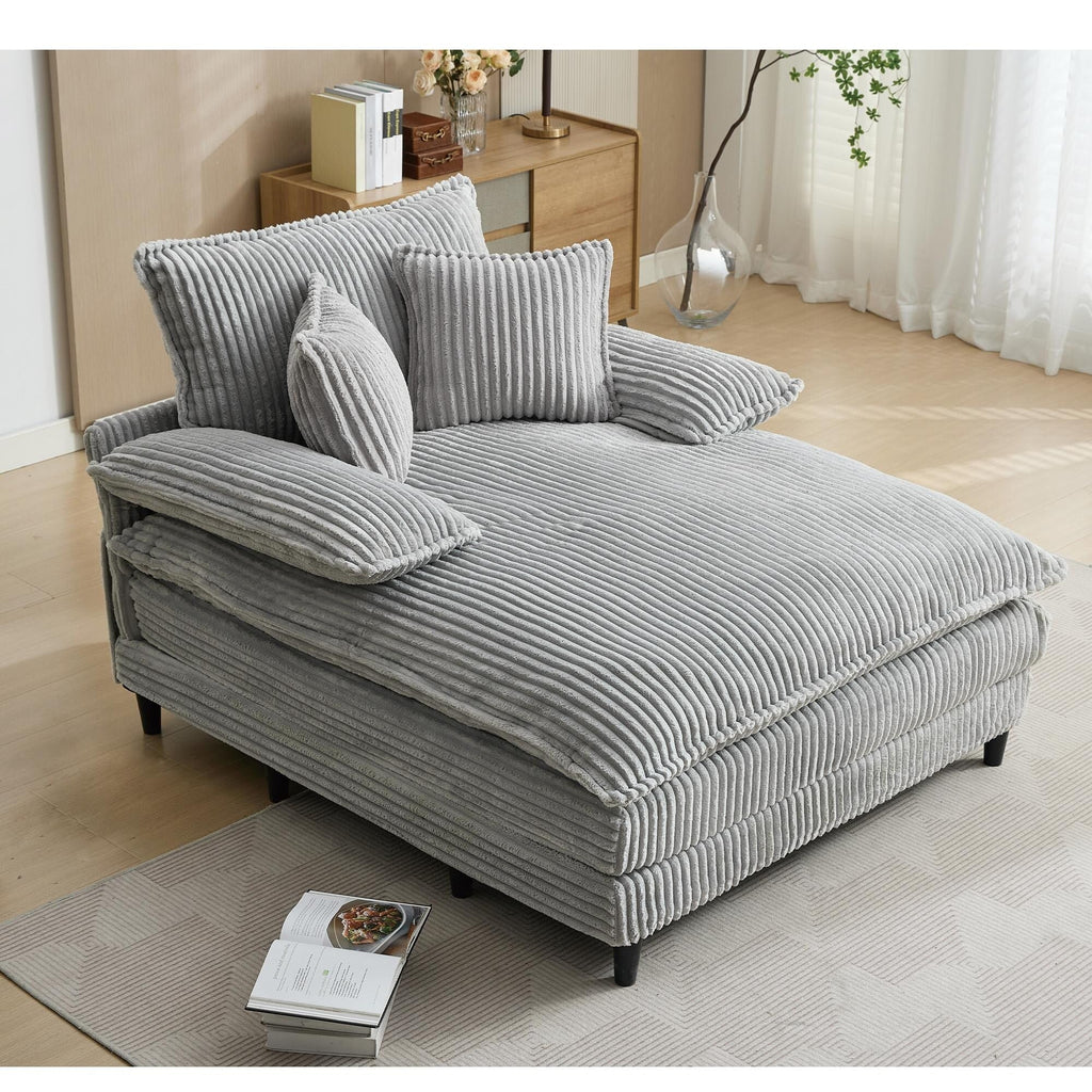Chaise longue surdimensionnée de 54,75 W, canapé-lit moelleux et rembourré avec 2 oreillers