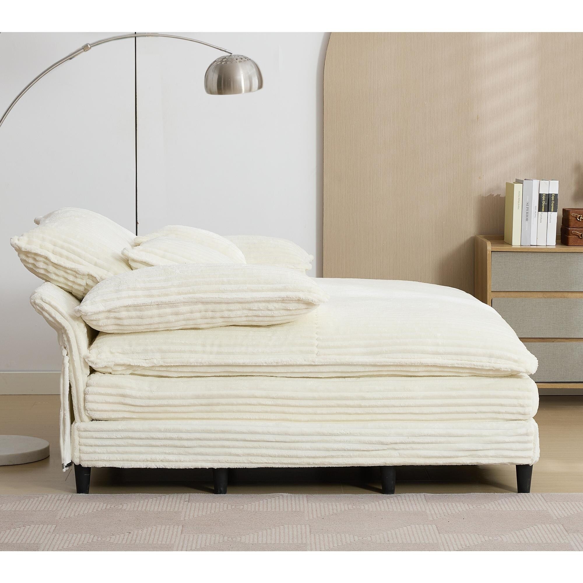 Chaise longue surdimensionnée de 54,75 W, canapé-lit moelleux et rembourré avec 2 oreillers