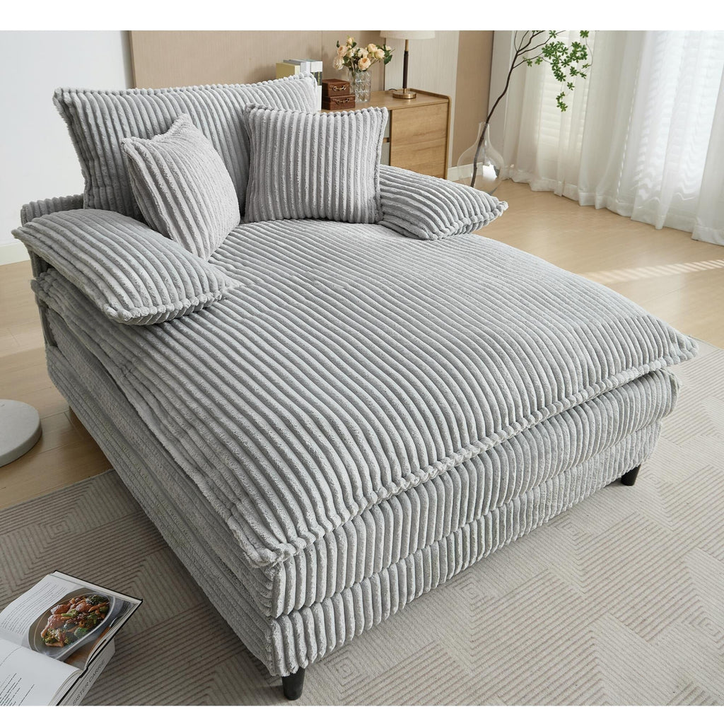 Chaise longue surdimensionnée de 54,75 W, canapé-lit moelleux et rembourré avec 2 oreillers