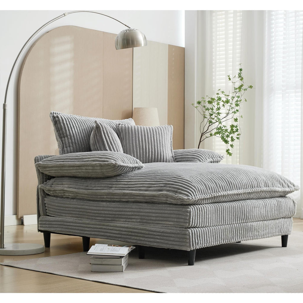 Chaise longue surdimensionnée de 54,75 W, canapé-lit moelleux et rembourré avec 2 oreillers