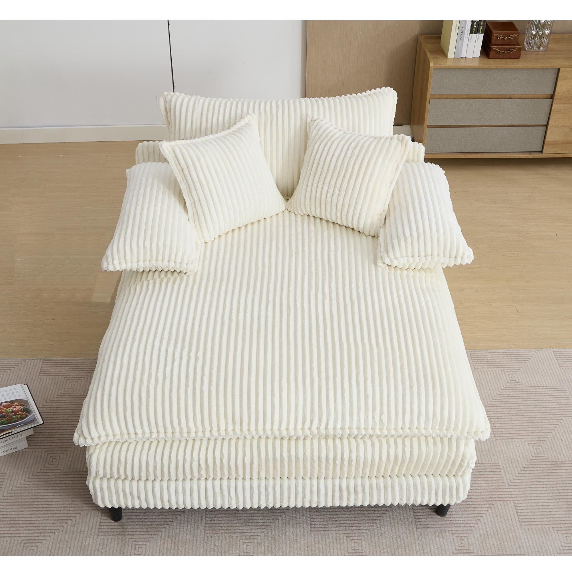 Chaise longue surdimensionnée de 54,75 W, canapé-lit moelleux et rembourré avec 2 oreillers