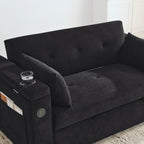 Canapé-lit gigogne 54 places inclinable avec accoudoirs, rangements et poches latérales, prise USB