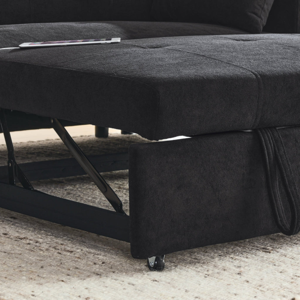 Canapé-lit gigogne 54 places inclinable avec accoudoirs, rangements et poches latérales, prise USB