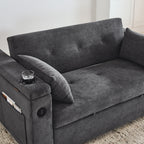 Canapé-lit gigogne 54 places inclinable avec accoudoirs, rangements et poches latérales, prise USB