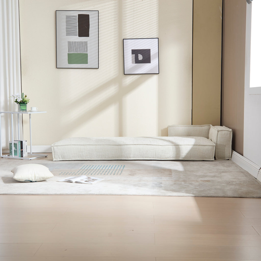 Canapé convertible 3 en 1 en velours bleu de 55 pouces avec poches