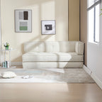 Canapé convertible 3 en 1 en velours bleu de 55 pouces avec poches