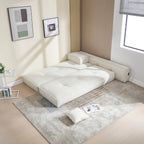 Canapé convertible 3 en 1 en velours bleu de 55 pouces avec poches