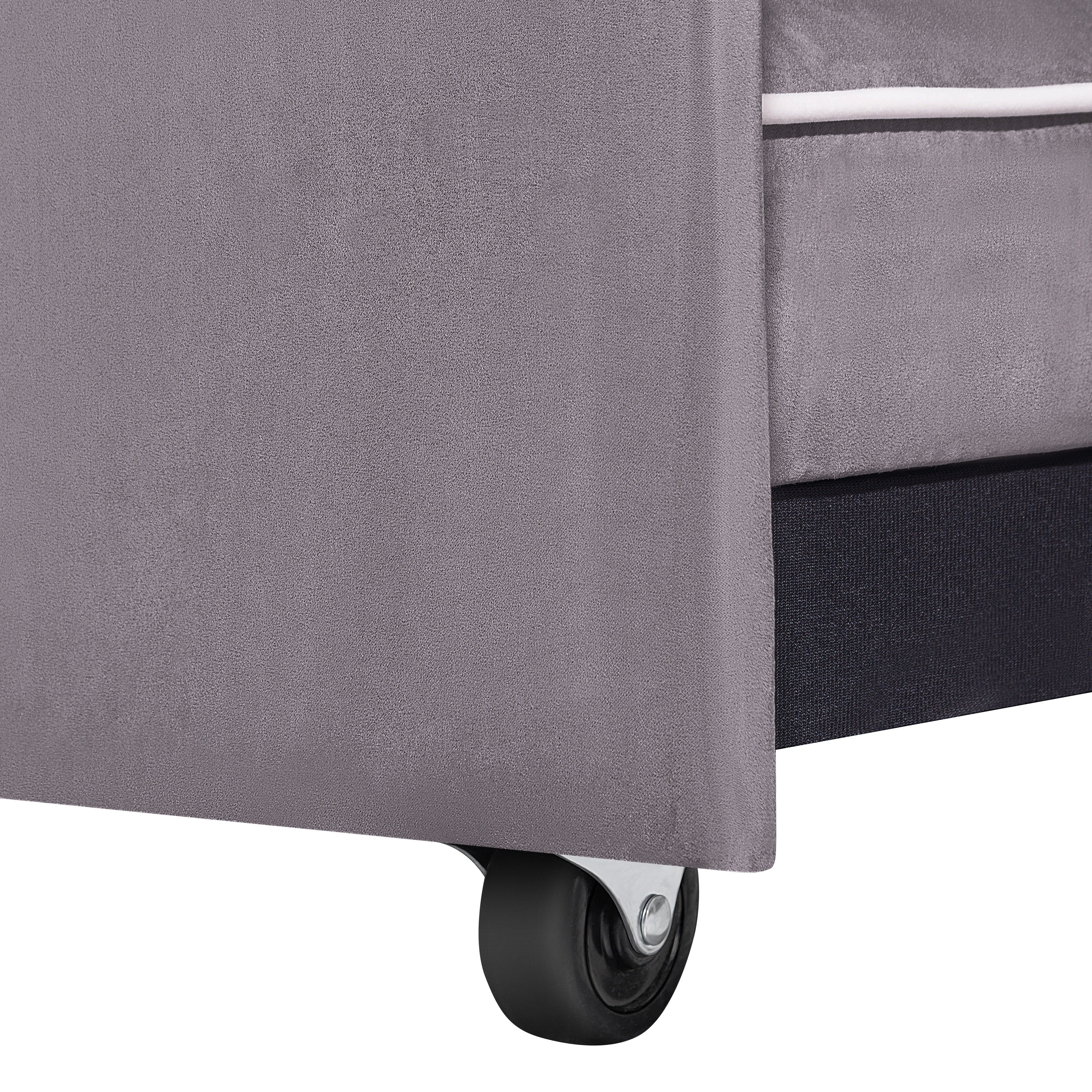 Canapé-lit pliant multi-positions en daim 55.11 avec port de chargement USB, support de téléphone rotatif et cendrier