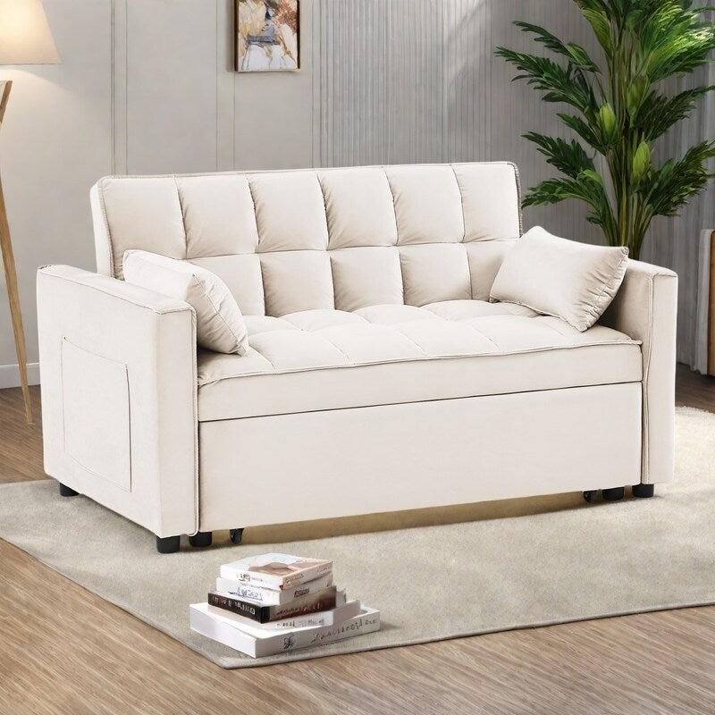 Canapé-lit convertible 2 en 1 en velours 55,2 avec dossier réglable