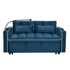 Canapé 2 places en bois massif 55,5" avec ports de chargement USB et support pour téléphone, avec 2 coussins moelleux.