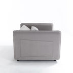 Canapé-lit convertible 3 en 1 en velours de 55 pouces avec dossier inclinable, poches latérales et 2 oreillers