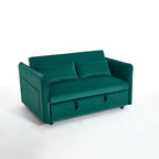 Canapé-lit convertible 3 en 1 en velours de 55 pouces avec dossier inclinable, poches latérales et 2 oreillers