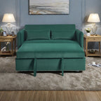 Canapé-lit convertible 3 en 1 en velours de 55 pouces avec dossier inclinable, poches latérales et 2 oreillers