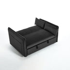 Canapé-lit convertible 3 en 1 en velours de 55 pouces avec dossier inclinable, poches latérales et 2 oreillers