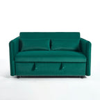 Canapé-lit convertible 3 en 1 en velours de 55 pouces avec dossier inclinable, poches latérales et 2 oreillers