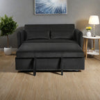 Canapé-lit convertible 3 en 1 en velours de 55 pouces avec dossier inclinable, poches latérales et 2 oreillers