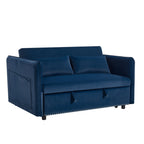 Canapé-lit convertible 3 en 1 en velours de 55 pouces avec dossier inclinable, poches latérales et 2 oreillers