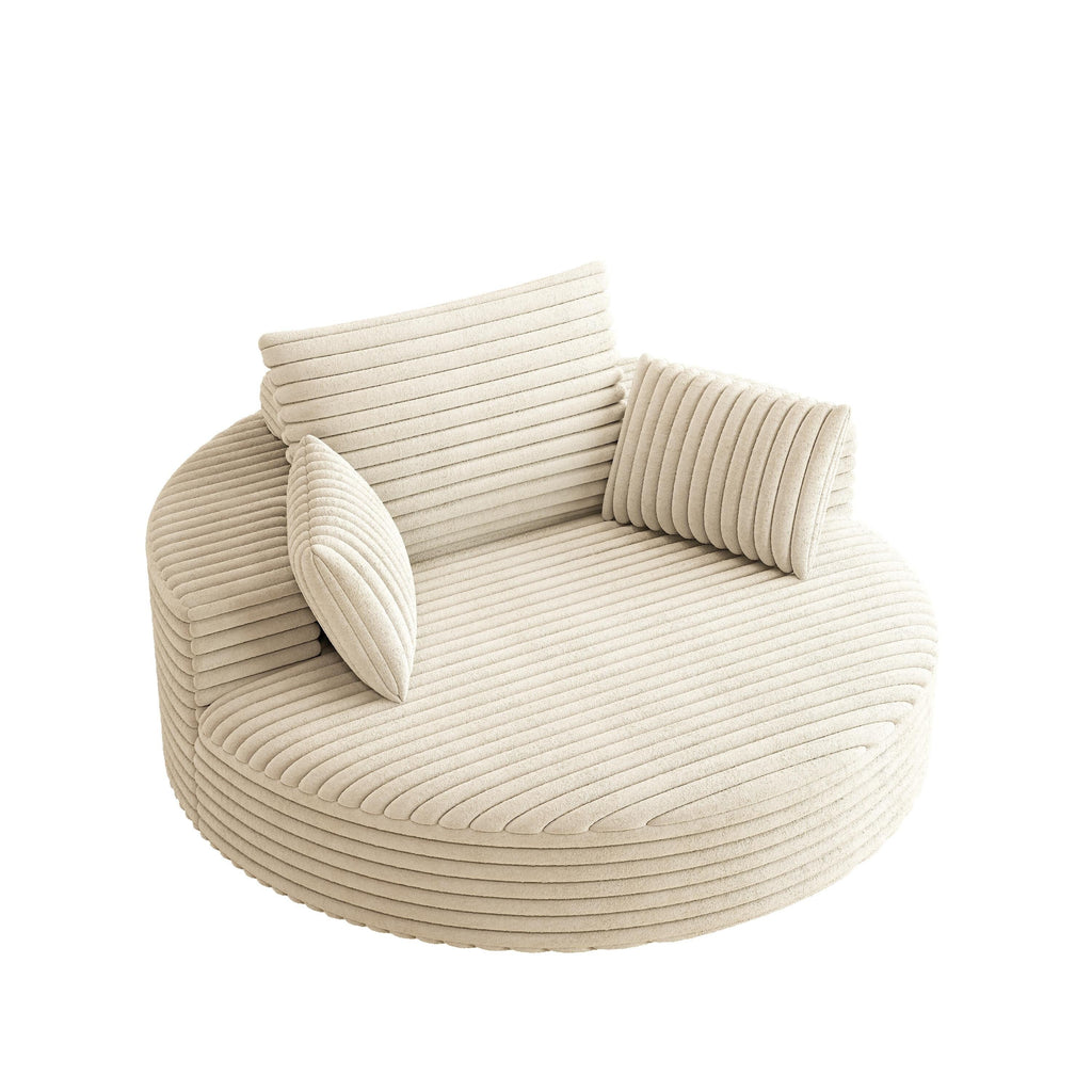 Fauteuil pivotant simple en velours côtelé chenille et mousse 55 L, canapé-lit moderne et moelleux, fauteuil pivotant à 360 degrés, salon et salle de projection