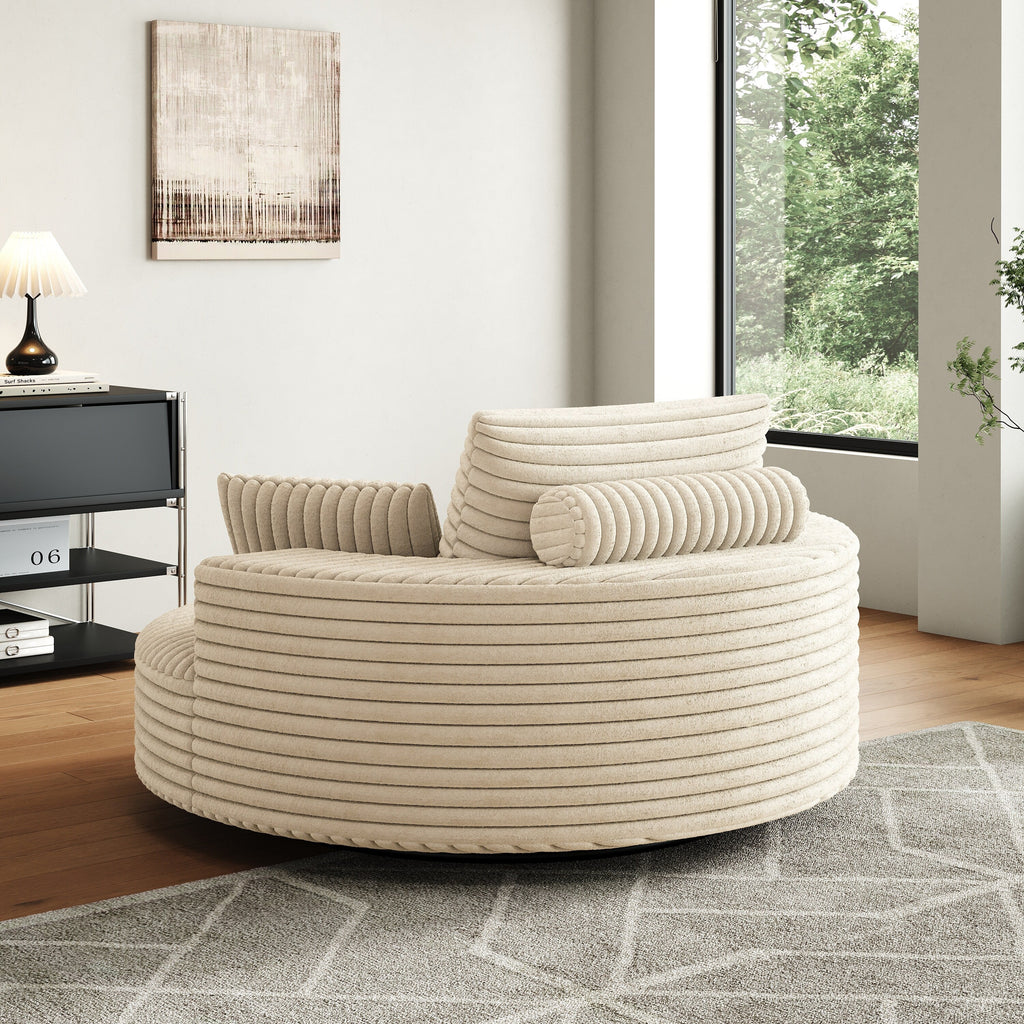 Fauteuil pivotant simple en velours côtelé chenille et mousse 55 L, canapé-lit moderne et moelleux, fauteuil pivotant à 360 degrés, salon et salle de projection