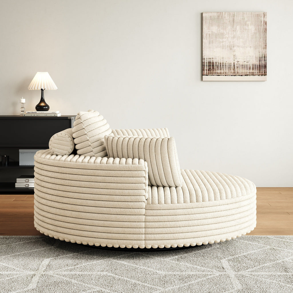 Fauteuil pivotant simple en velours côtelé chenille et mousse 55 L, canapé-lit moderne et moelleux, fauteuil pivotant à 360 degrés, salon et salle de projection