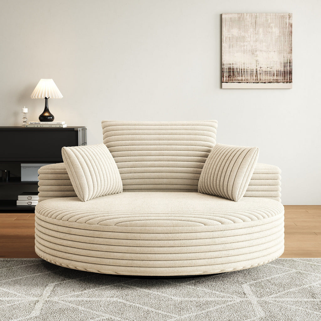 Fauteuil pivotant simple en velours côtelé chenille et mousse 55 L, canapé-lit moderne et moelleux, fauteuil pivotant à 360 degrés, salon et salle de projection