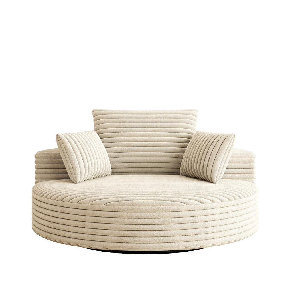 Fauteuil pivotant simple en velours côtelé chenille et mousse 55 L, canapé-lit moderne et moelleux, fauteuil pivotant à 360 degrés, salon et salle de projection