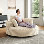 Fauteuil pivotant simple en velours côtelé chenille et mousse 55 L, canapé-lit moderne et moelleux, fauteuil pivotant à 360 degrés, salon et salle de projection