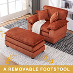 Fauteuil surdimensionné de 56,9 W avec ottoman, fauteuil de lecture pour chambre à coucher, canapé-lit inclinable moderne surdimensionné