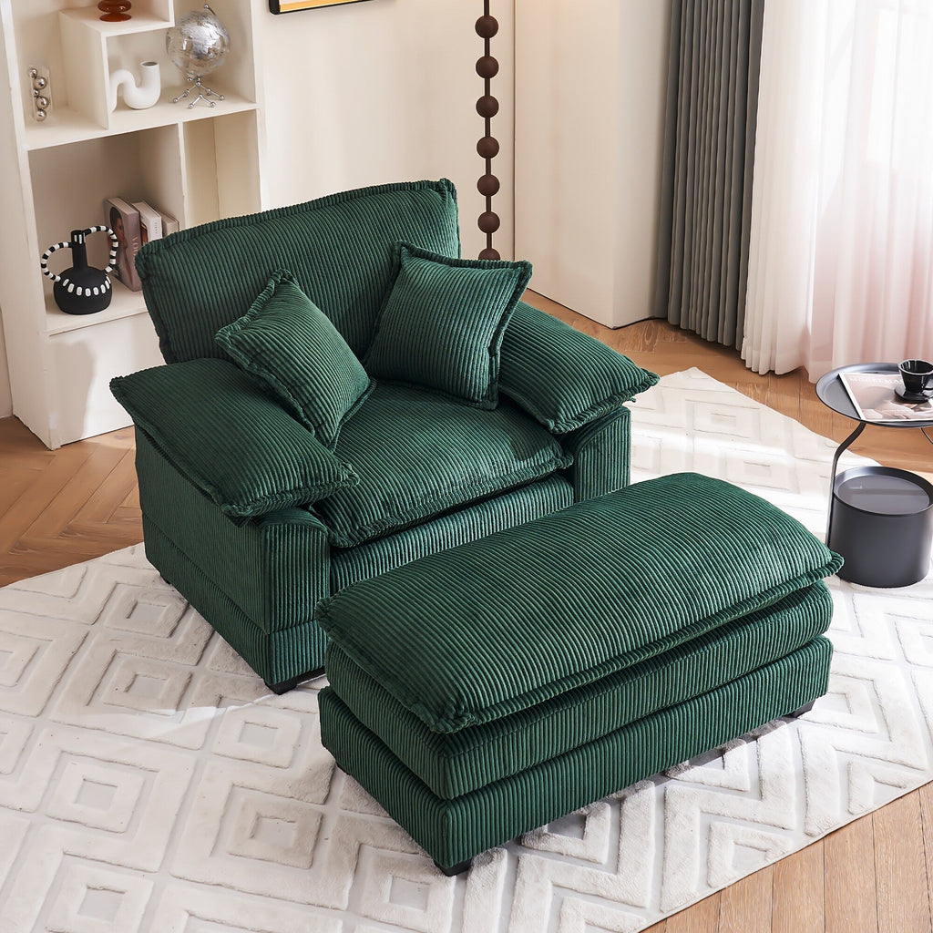 Fauteuil surdimensionné de 56,9 W avec ottoman, fauteuil de lecture pour chambre à coucher, canapé-lit inclinable moderne surdimensionné
