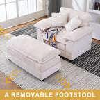 Fauteuil surdimensionné de 56,9 W avec ottoman, fauteuil de lecture pour chambre à coucher, canapé-lit inclinable moderne surdimensionné