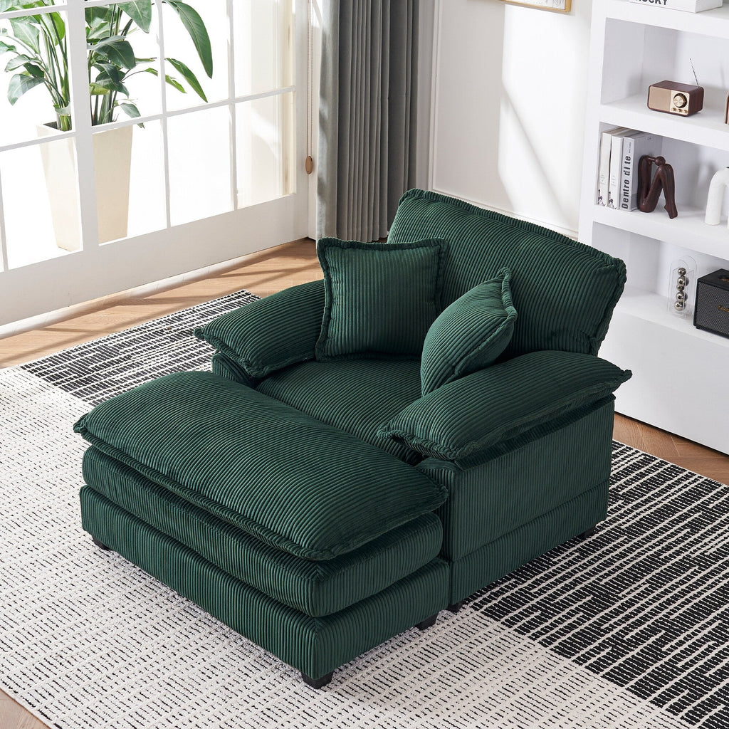 Fauteuil surdimensionné de 56,9 W avec ottoman, fauteuil de lecture pour chambre à coucher, canapé-lit inclinable moderne surdimensionné