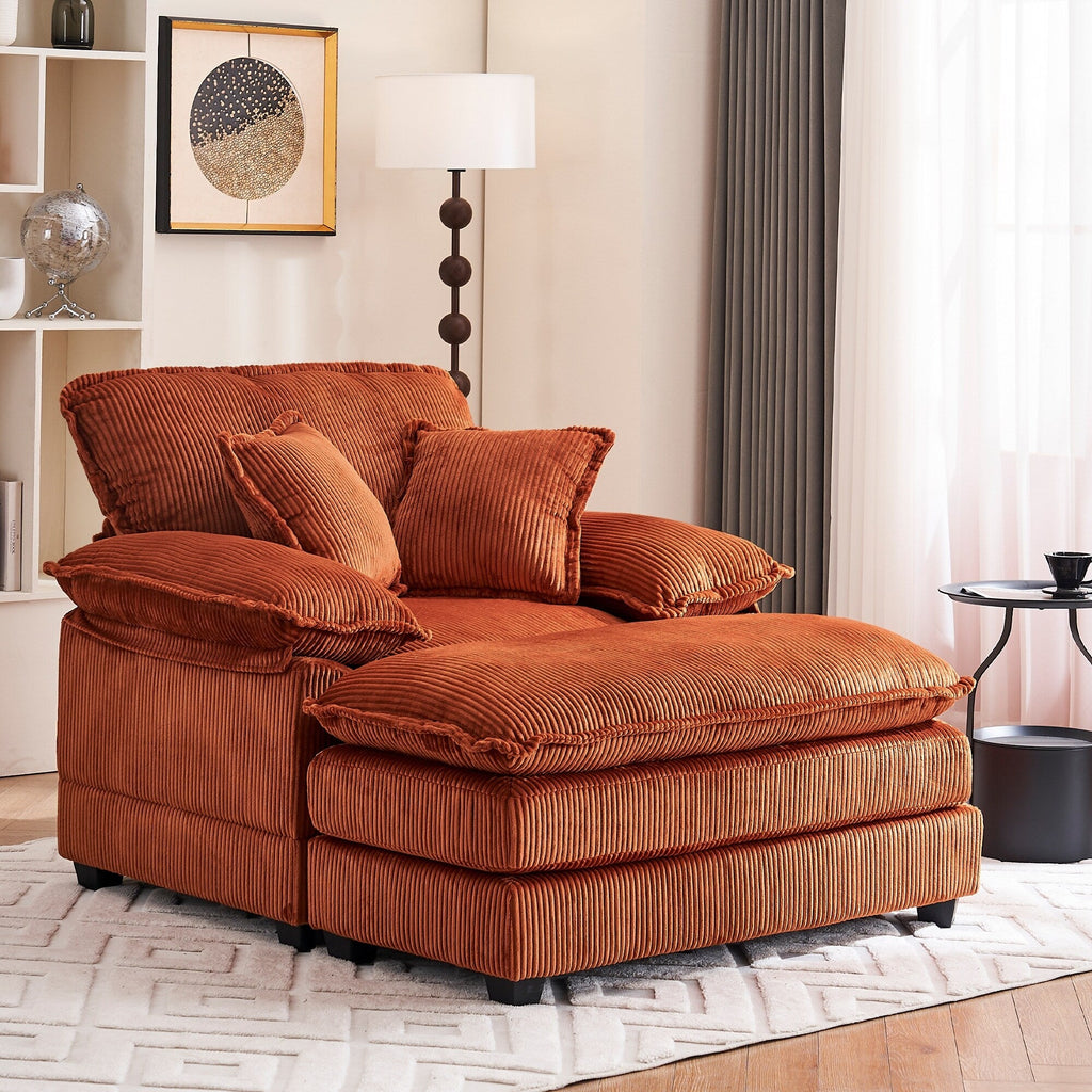 Fauteuil surdimensionné de 56,9 W avec ottoman, fauteuil de lecture pour chambre à coucher, canapé-lit inclinable moderne surdimensionné