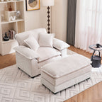 Fauteuil surdimensionné de 56,9 W avec ottoman, fauteuil de lecture pour chambre à coucher, canapé-lit inclinable moderne surdimensionné