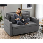 Canapé-lit convertible 3 en 1 de 56 pouces - Canapé-lit gigogne avec porte-gobelets et ports USB, canapé gris foncé pour le salon