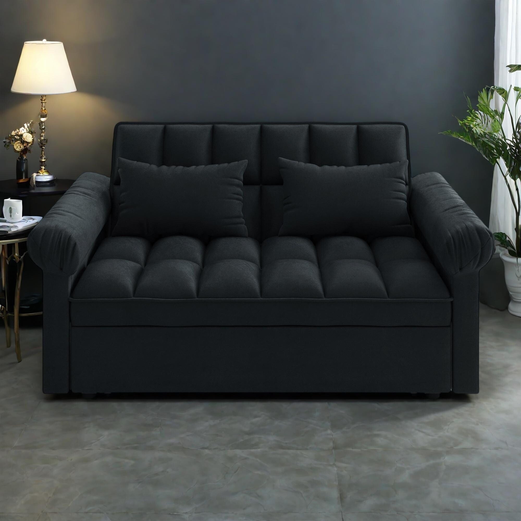 Canapé-lit 2 places en mousse de 56 pouces avec lit gigogne et dossier réglable