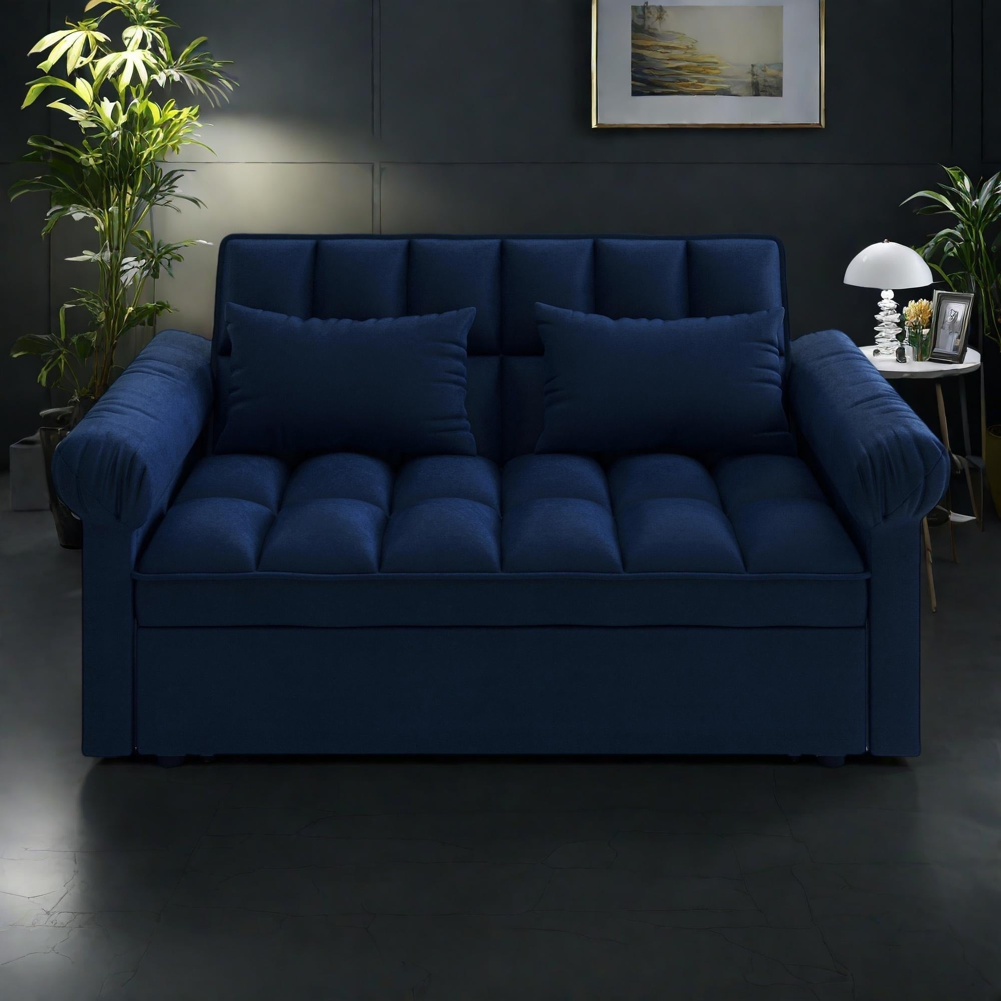 Canapé-lit 2 places en mousse de 56 pouces avec lit gigogne et dossier réglable