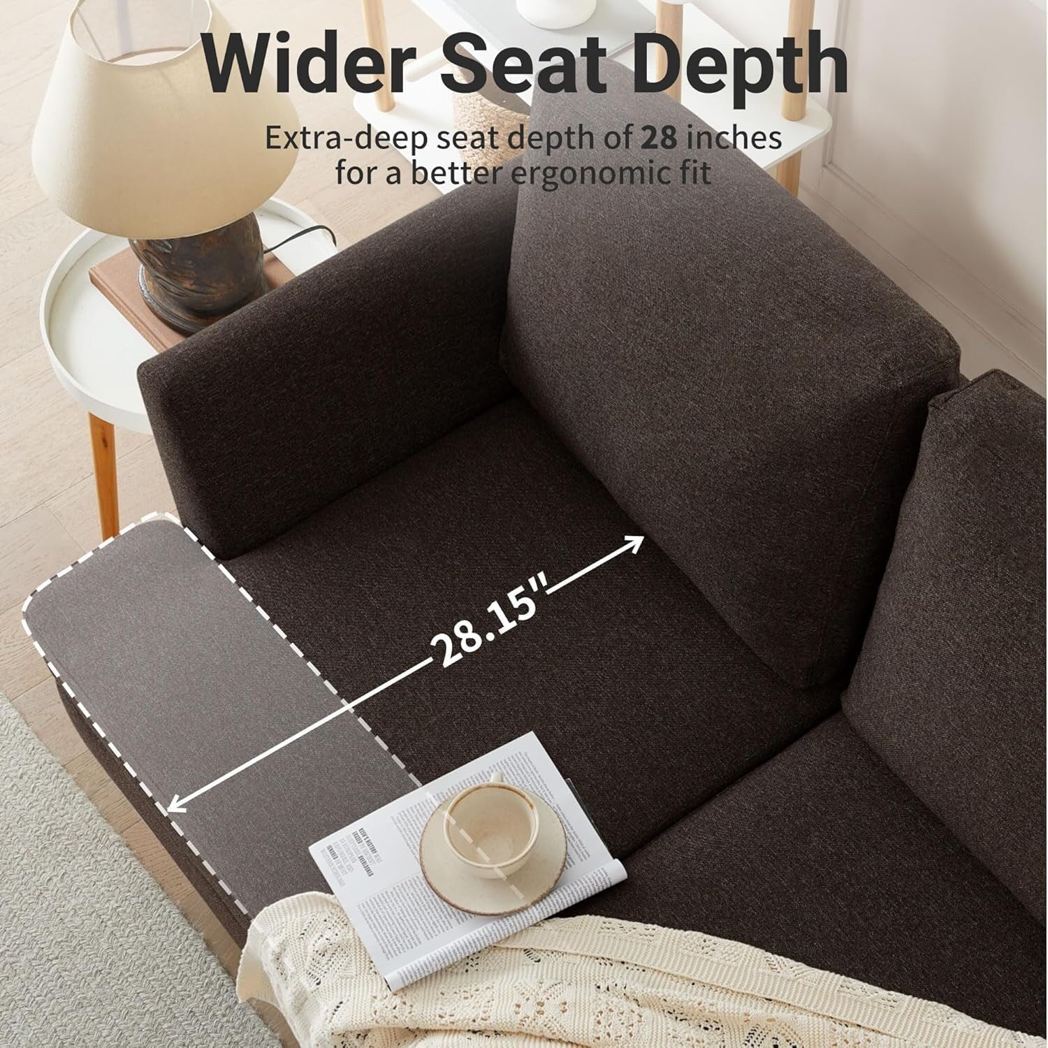 Canapé 2 places rembourré style Mid-Century 56 pour salon, chambre et appartement, design compact