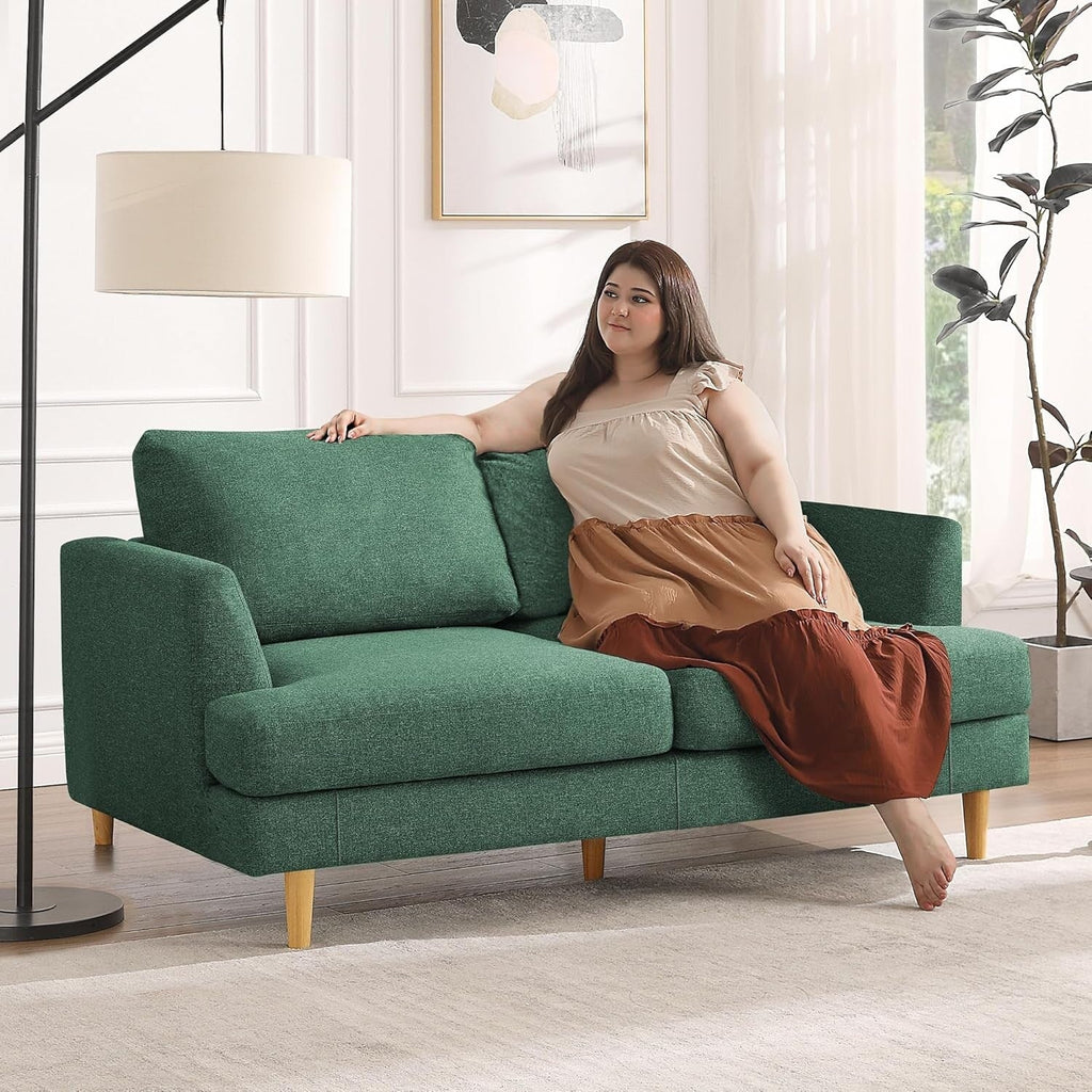 Canapé 2 places rembourré style Mid-Century 56 pour salon, chambre et appartement, design compact