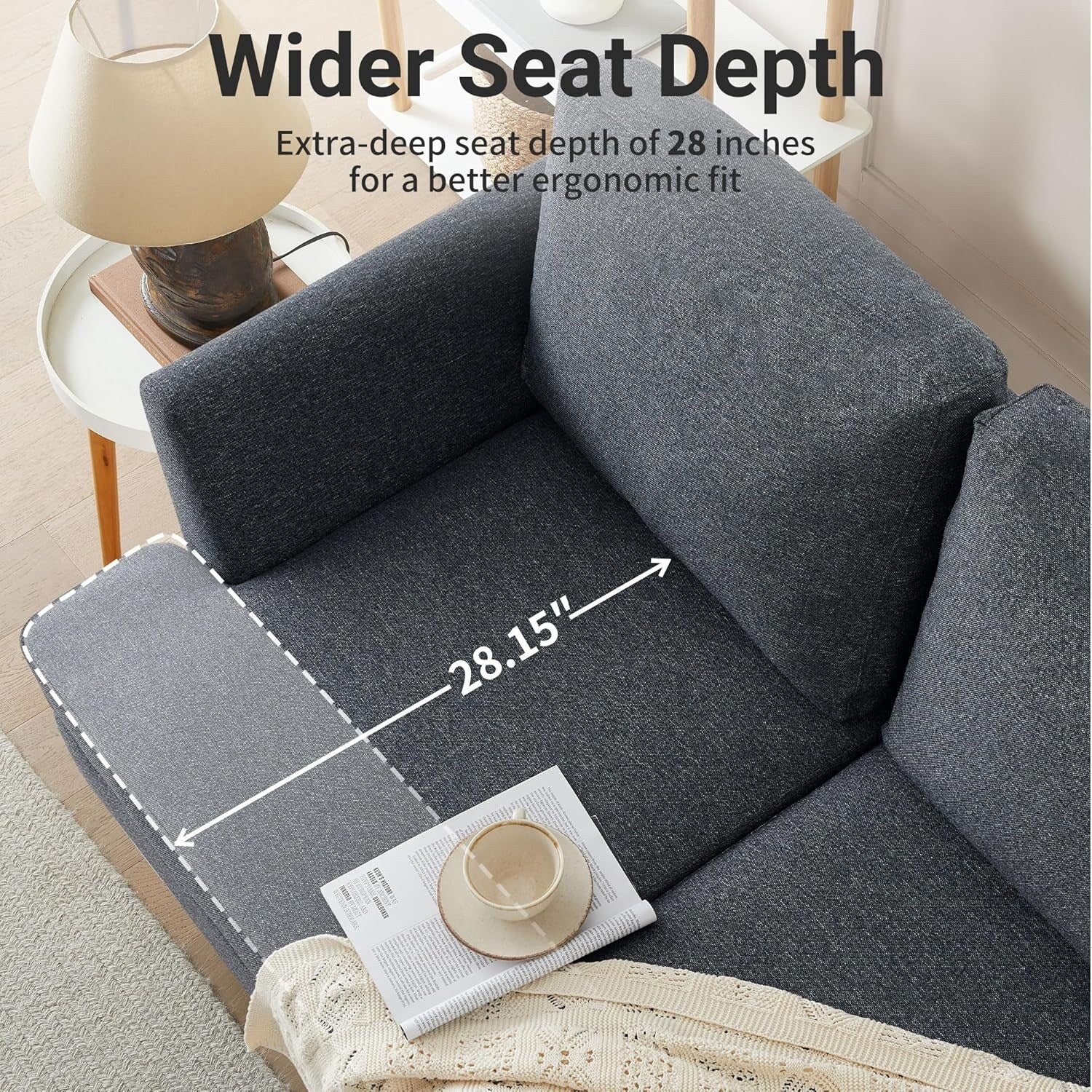 Canapé 2 places rembourré style Mid-Century 56 pour salon, chambre et appartement, design compact