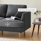 Canapé 2 places rembourré style Mid-Century 56 pour salon, chambre et appartement, design compact