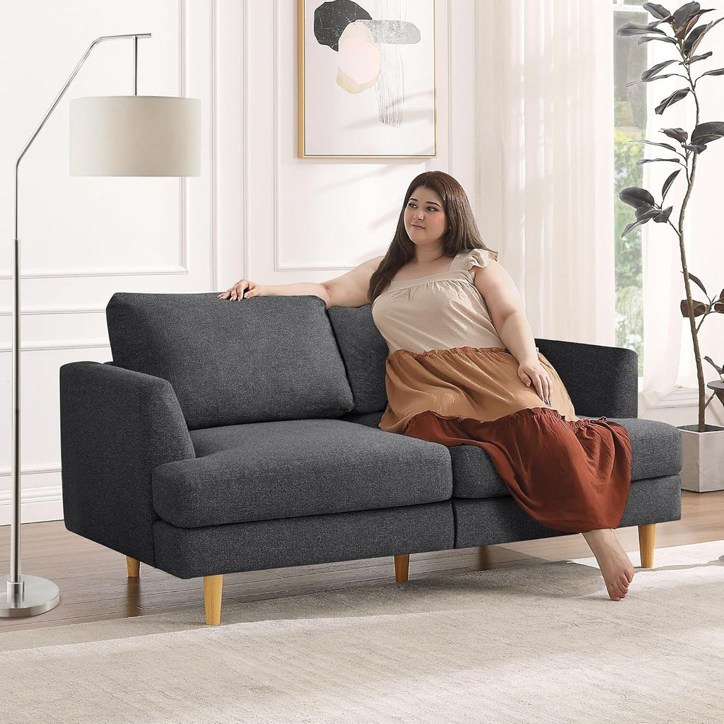 Canapé 2 places rembourré style Mid-Century 56 pour salon, chambre et appartement, design compact