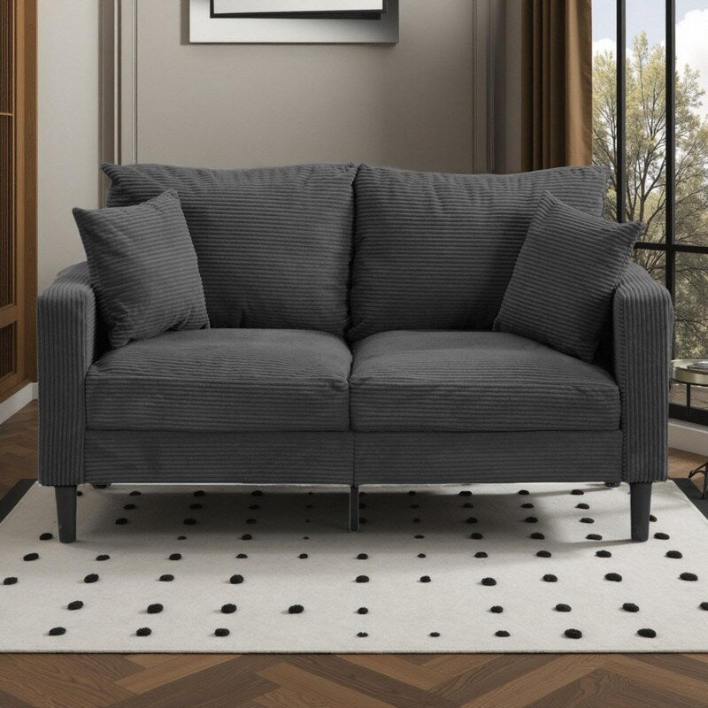 Canapé causeuse en velours côtelé 57,9 avec cadre en bois, éponge haute résilience et design compact