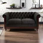 Canapé Chesterfield en velours 59,44 po avec accoudoirs roulés, dossier capitonné et capacité de charge de 600 lb