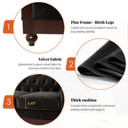 Canapé Chesterfield en velours 59,44 po avec accoudoirs roulés, dossier capitonné et capacité de charge de 600 lb