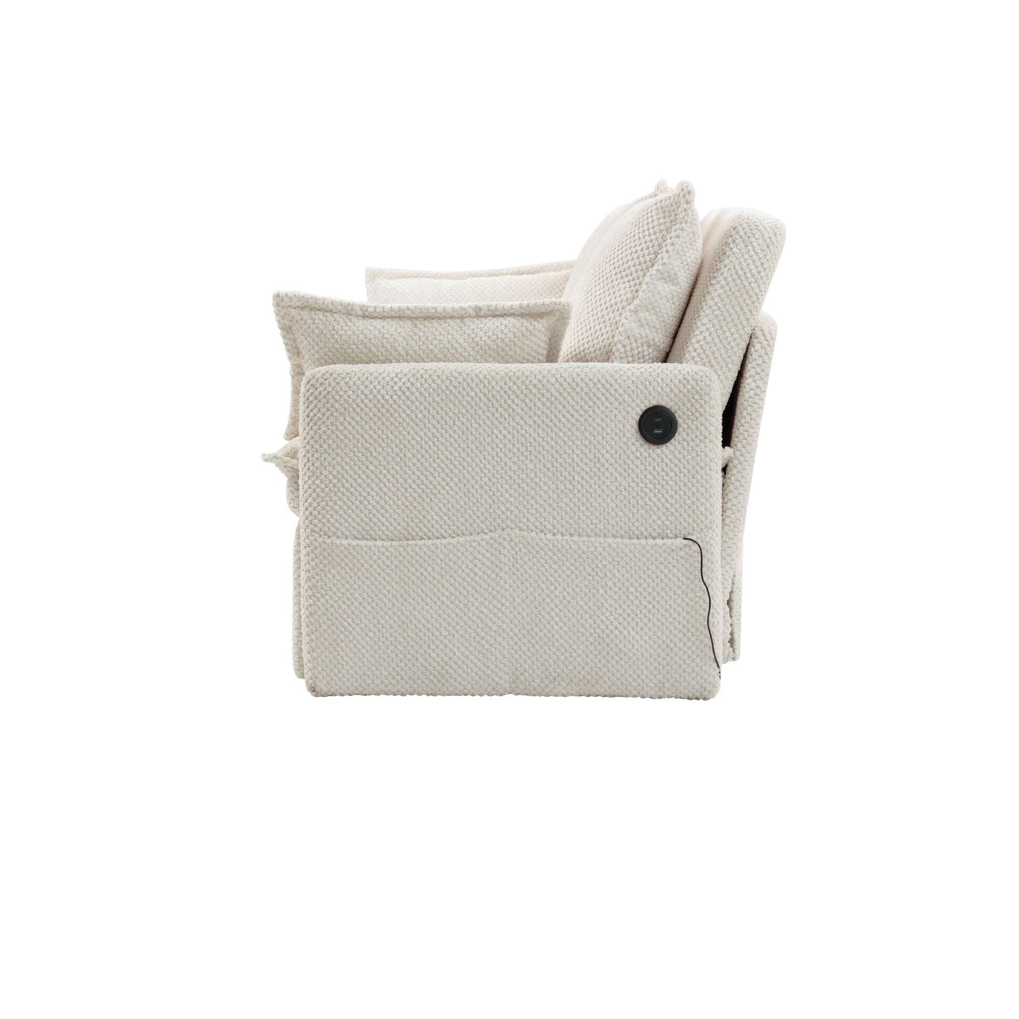 Canapé-lit convertible en velours côtelé de 59,5 po avec lit gigogne, ports de charge USB/type C et rangement latéral